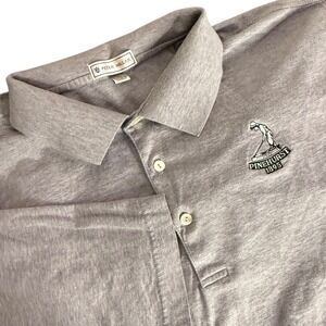 Peter Millar Mens Polo Shirt Pinehurst Golf Embroidered Grey XL 100% Cotton
